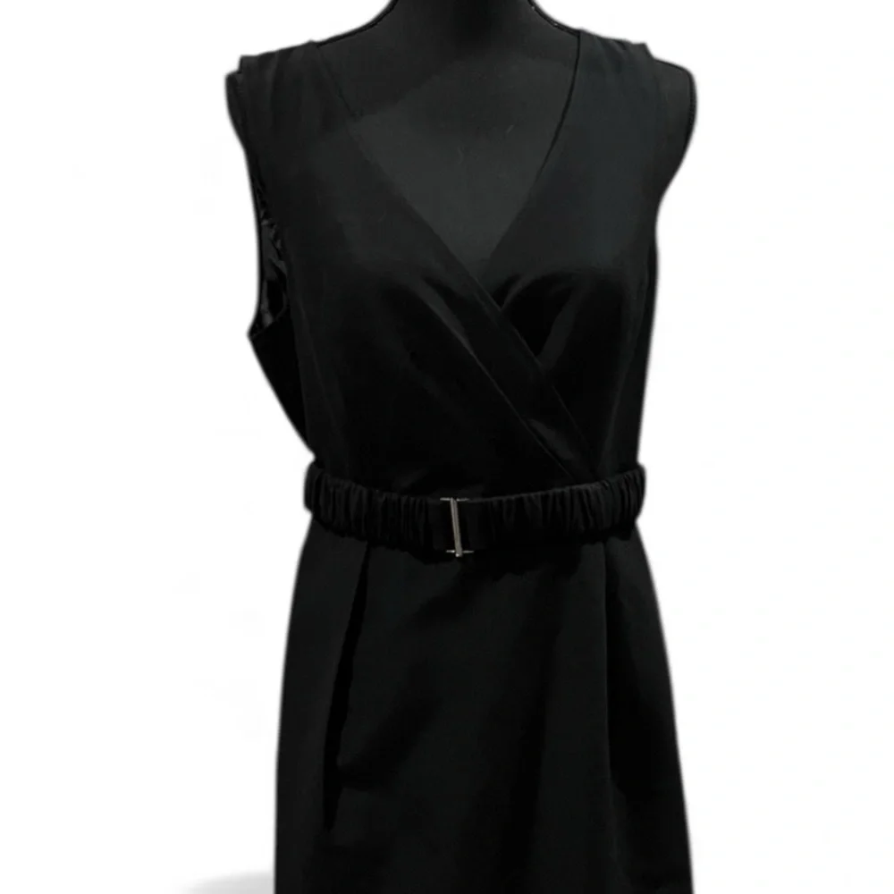 Halogen Black Sleeveless V Neckline sheath Linen/Silk Dress size 12 - Picture 5 of 11